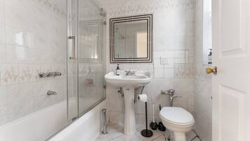 Hair dryer, soap, shampoo, toilet paper