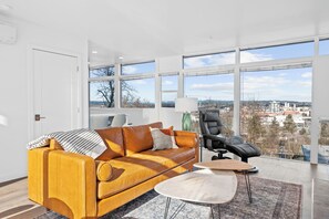 Smart TV, chimenea y libros