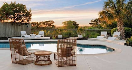 Marshfront 5BD Oasis | Pool, Yard & Steps to Beach