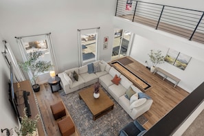 Smart TV, fireplace, video games, foosball