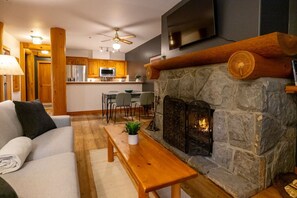 Televisión y chimenea