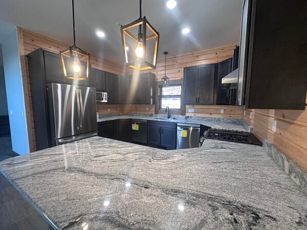 Fridge, microwave, oven, dishwasher