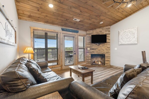 Smart TV, chimenea, reproductor de DVD