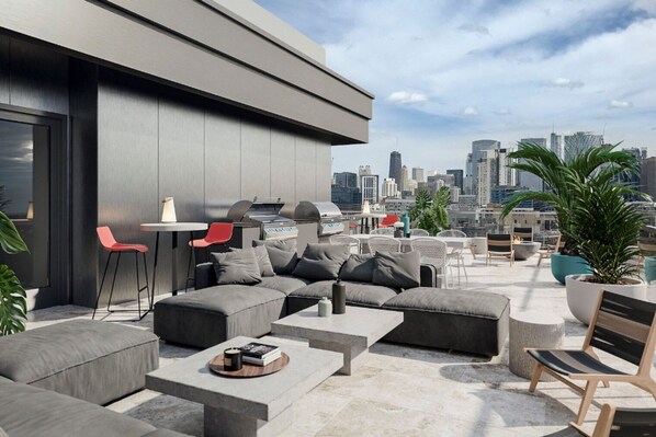 Outdoor dining - Blueground | West Loop, gym & bbq, nr Willis Tower (Chicago)