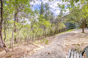 Property grounds - Birdie's Nest: Pet friendly, uptown getaway w/ fenced wooded yard, near golf course, poker table. (Pagosa Springs)