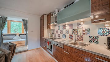 Fridge, oven, stovetop, dishwasher