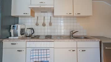 Fridge, oven, stovetop, coffee/tea maker