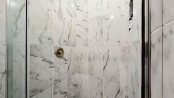 Eco-friendly toiletries, hair dryer, towels