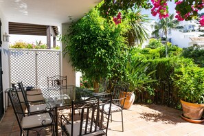 Classic Apartment, 3 Bedrooms | Outdoor dining - White Pearl Beach Elviria H1 (Marbella)
