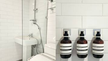 Hair dryer, slippers, bidet, towels