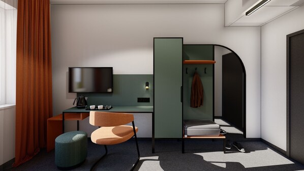 Desk, blackout drapes, free WiFi, bed sheets