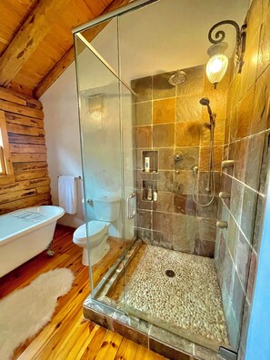 Hair dryer, towels, toilet paper