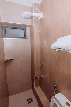 Dusch, handdukar och tvål