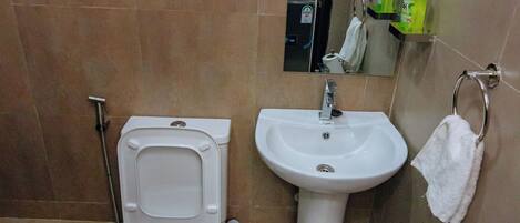 Shower, towels, soap