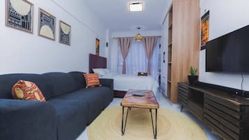 Appartamento, 1 camera da letto, accessibile ai disabili, vista città | Soggiorno