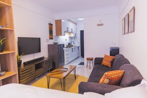 Leilighet, 1 soverom, tilgjengelighetstilpasset, byutsikt | Oppholdsrom