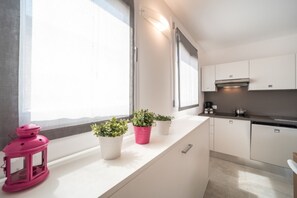 Fridge, microwave, stovetop, dishwasher