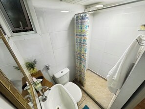 Familie vierpersoonskamer, Meerdere bedden | Badkamer | Een douche