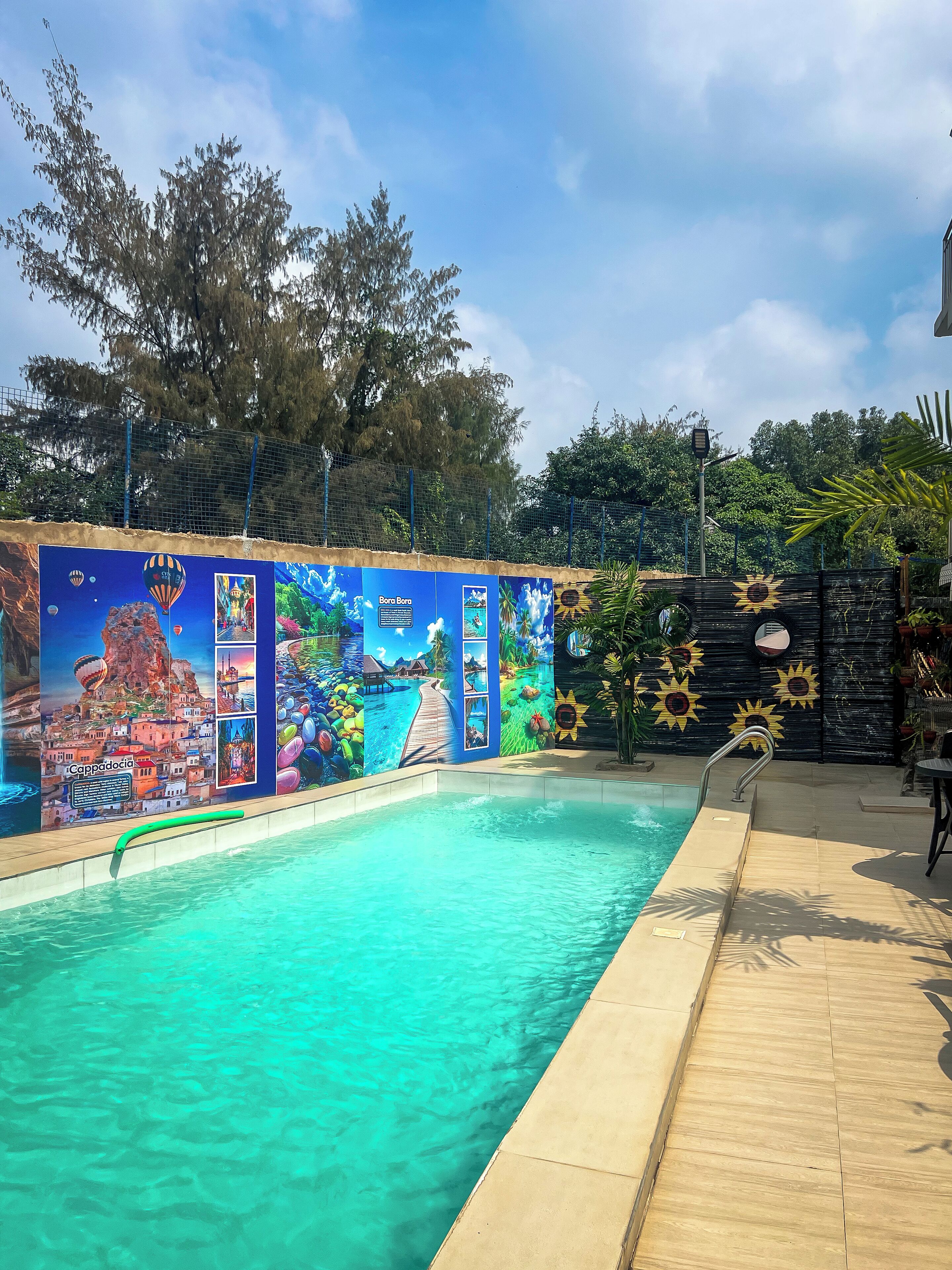 Piscina a l'aire lliure i gandules 