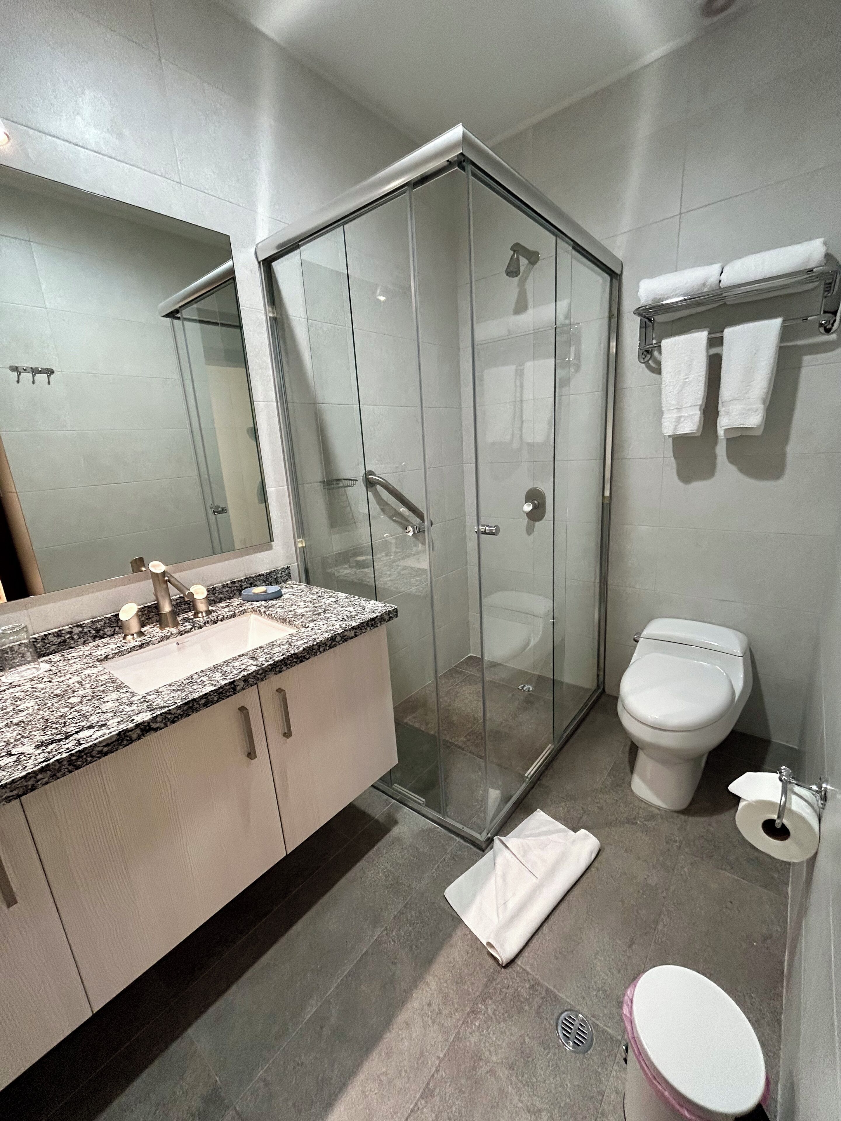 Hair dryer, towels