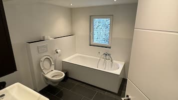 Regadera, toallas, jabón, papel de baño