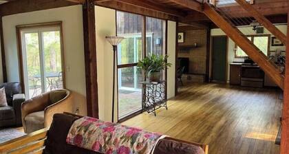 Outrange at Blue Heron Farm. Pet friendly cabin at waterfront farm!