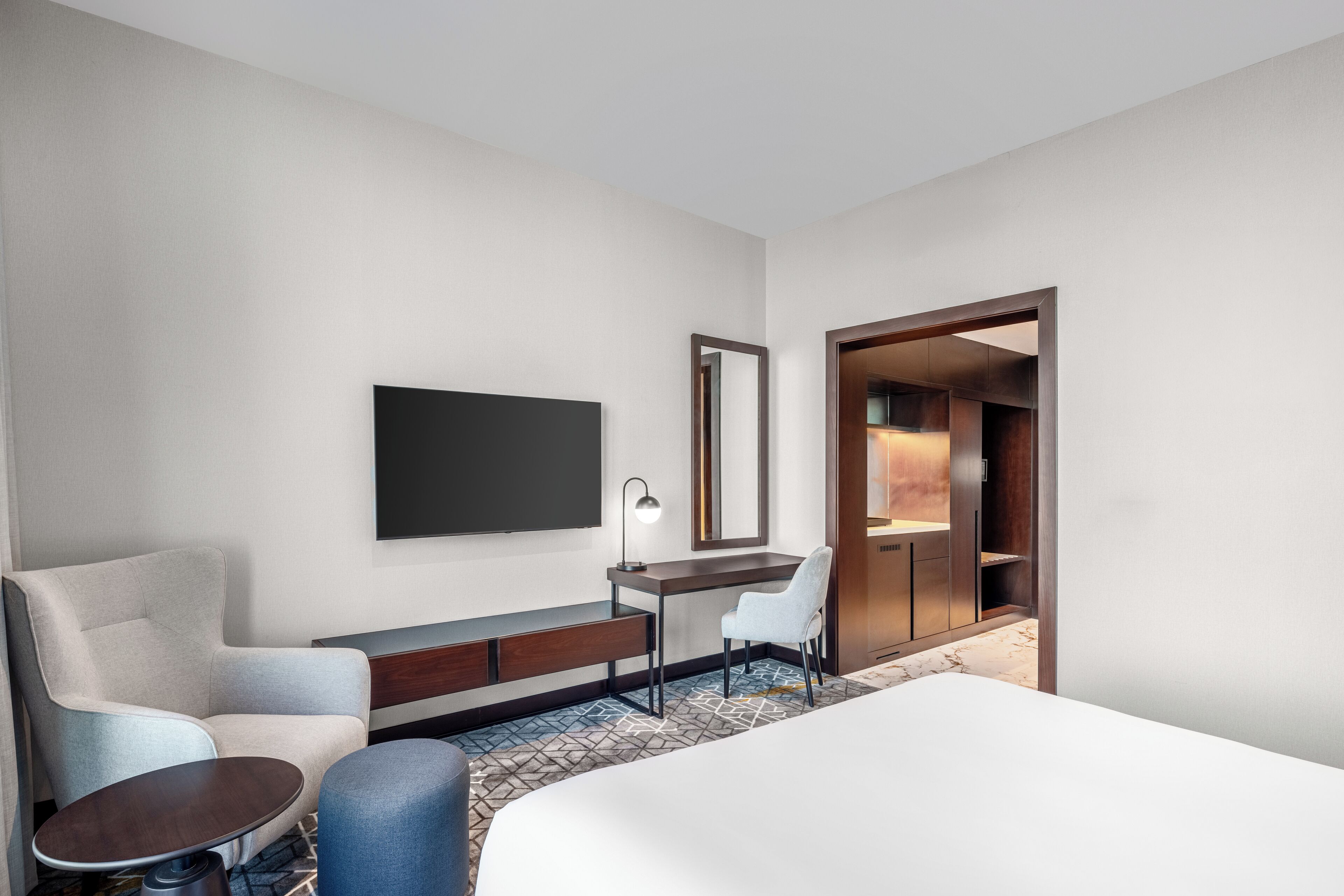 In-room safe, desk, laptop workspace, blackout curtains