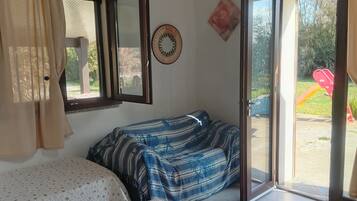 1 bedroom, blackout curtains, iron/ironing board
