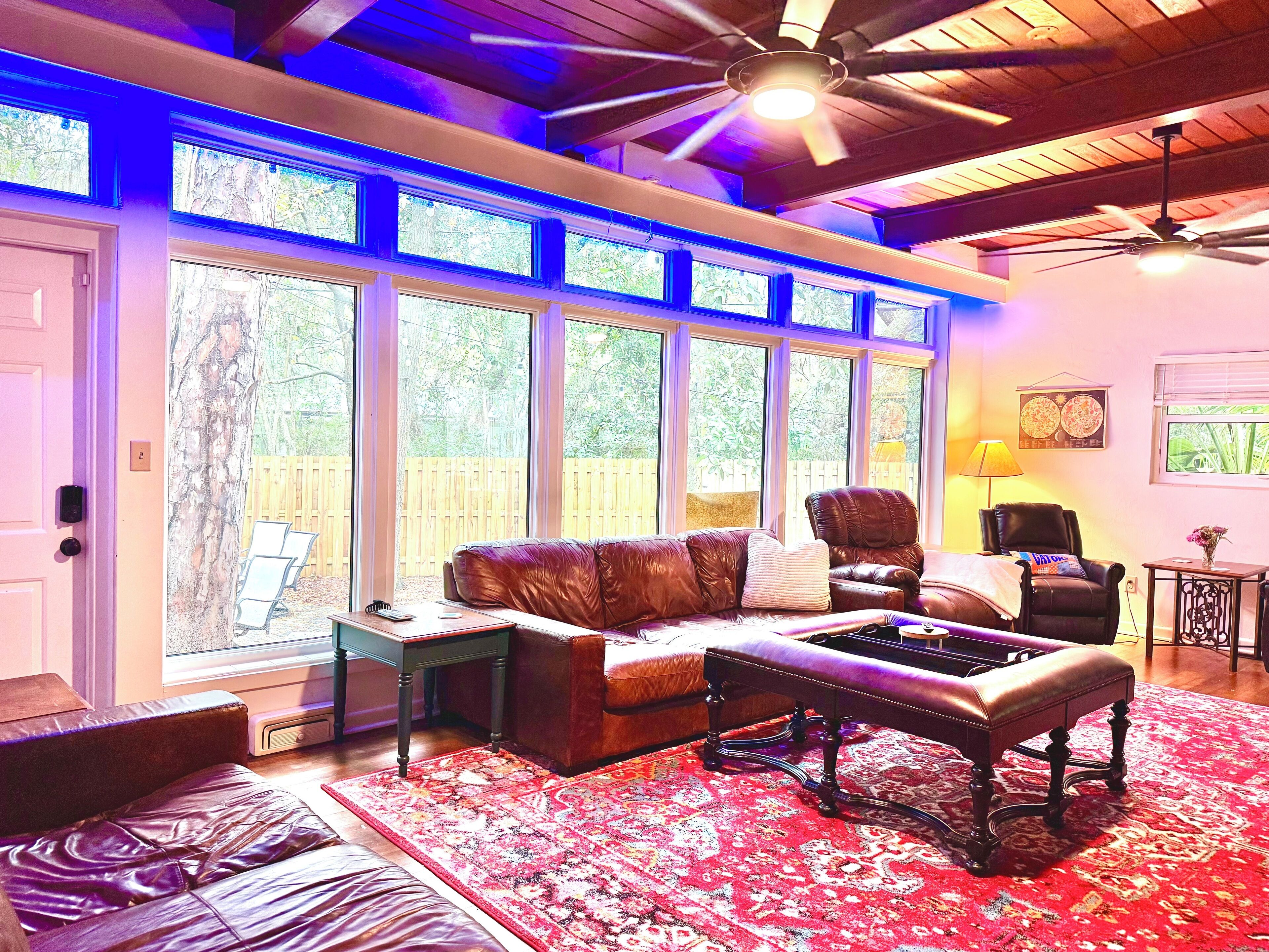 Smart TV, chimenea y libros 