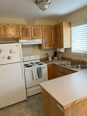 Fridge, microwave, oven, stovetop - The Downtown Riggins Condo. (Riggins)