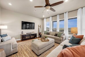 Smart TV, foosball, table tennis, books