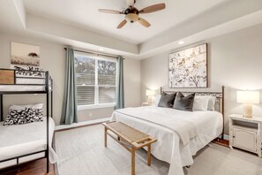 4 bedrooms, iron/ironing board, travel cot, WiFi