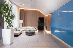 Lobby - Modern 2BR Retreat: Pool Over Canal, Gym, Beach Access & Dining! (Hallandale Beach)