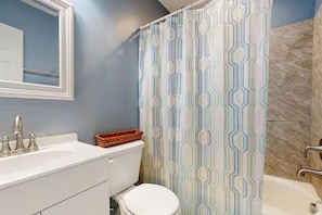 Sèche-cheveux, serviettes fournies, savon, papier toilette