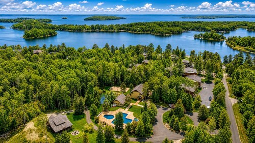 Lakeview Home with Dock on the Whitefish Chain, Outdoor Pool, Pickleball & More