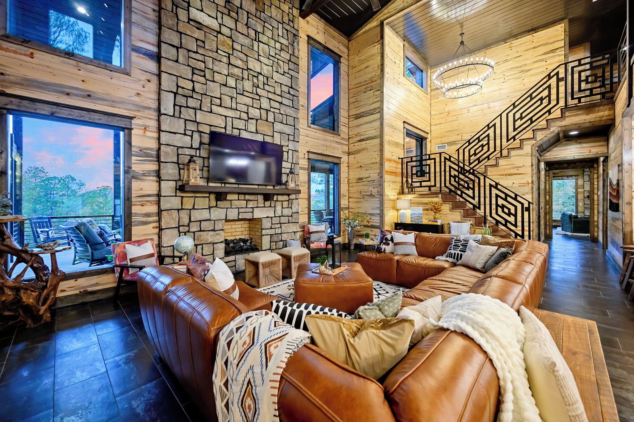 Smart TV, fireplace, video games, ping pong