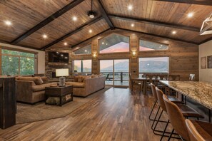 Smart TV, fireplace, video games, table football