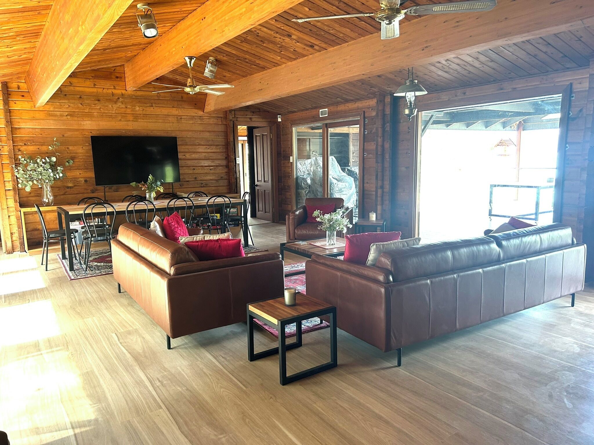 Smart TV, fireplace, ping pong, books