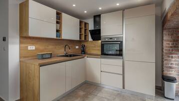 Family Apartment, 1 Bedroom (Rijeka City Vibes Apartment) | Private kitchen | Fridge, microwave, oven, stovetop