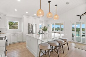 Fridge, microwave, oven, stovetop - Dolphins and Dream Water Views, Dock Your Boat! (St. Augustine)