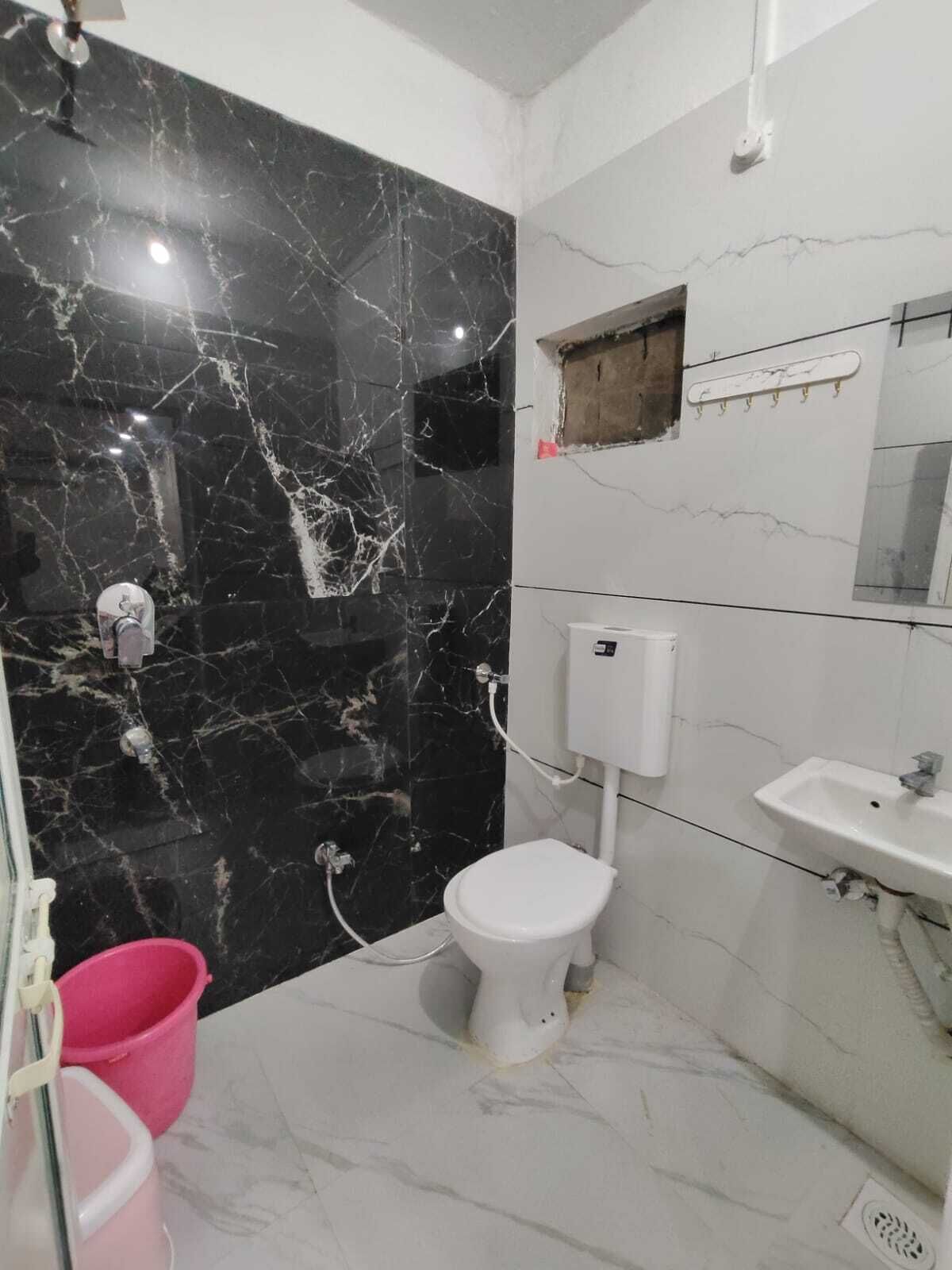 Shower, slippers, soap, shampoo