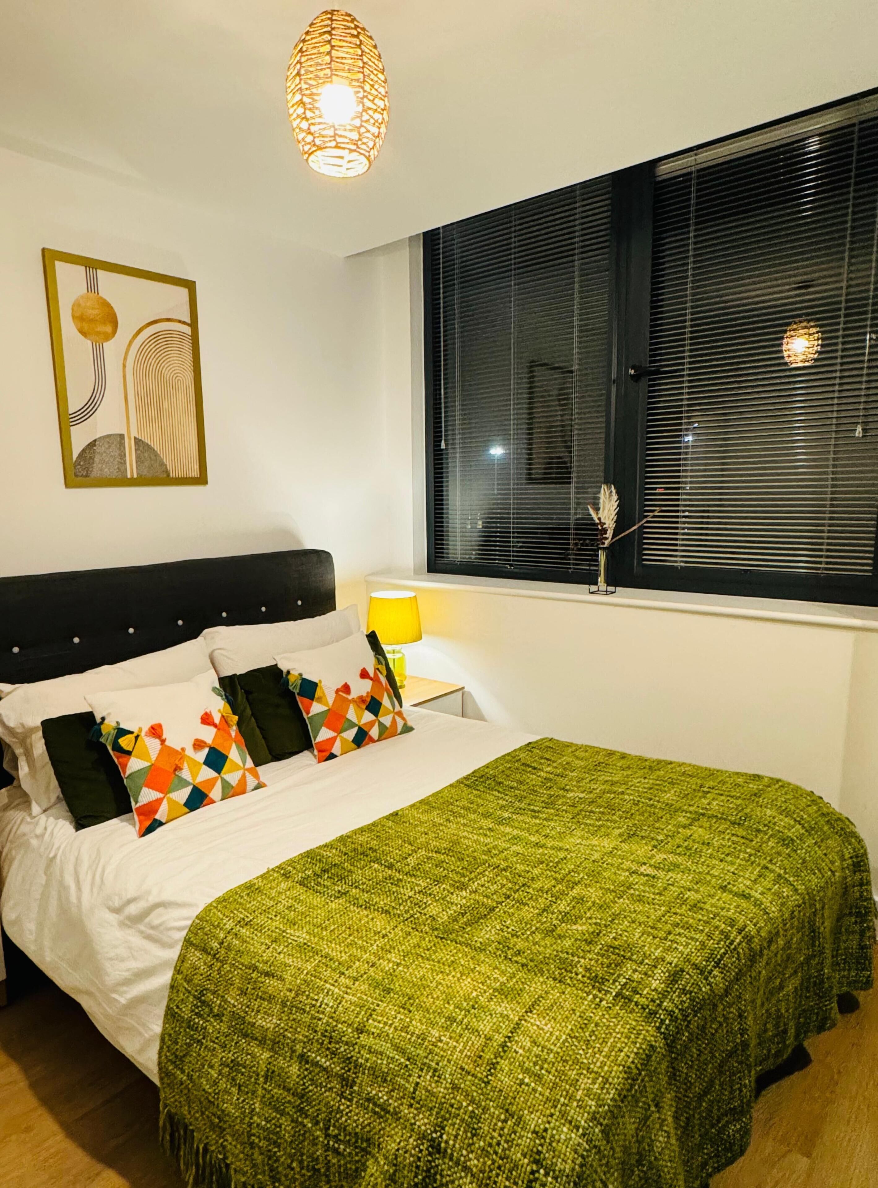 1 bedroom, desk, iron/ironing board, travel cot