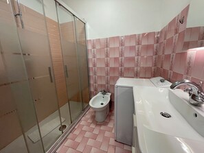 Regadera, secadora de cabello, bidet, toallas 