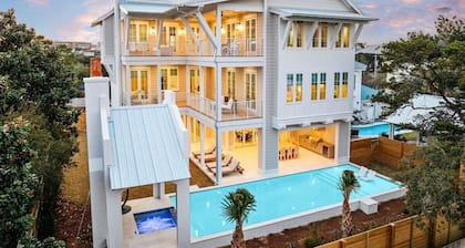 GULF VIEWS! With Game Room, Pool, Spa, LSV/Golf Cart, & Bikes! Sleeps 20!