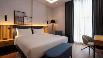 Lakens van Egyptisch katoen, luxe beddengoed, een minibar