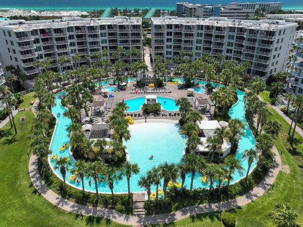 A heated pool - Pelican 304 | 1BR Condo w/ Bunks | Lazy River Views & Resort Amenities (Fort Walton Beach)