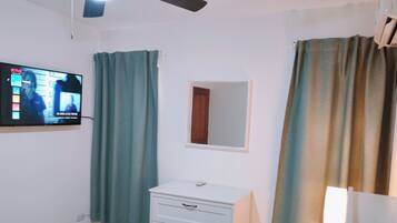 1 bedroom, blackout curtains, iron/ironing board, free WiFi