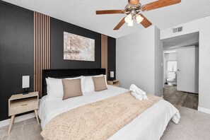 2 bedrooms, desk, iron/ironing board, travel cot