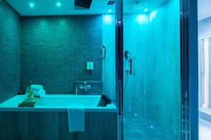Dusche, Haartrockner, Bidet, Handtücher
