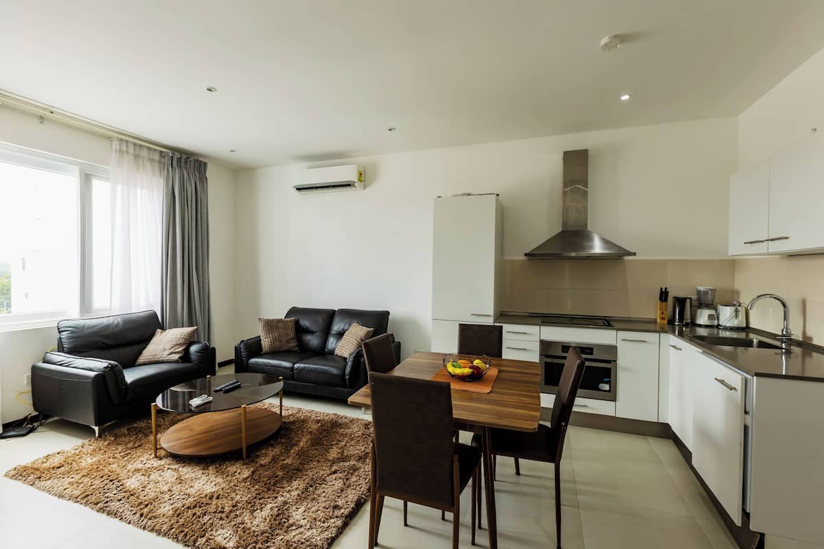 Standaard appartement, 1 slaapkamer | Privékeuken | Een koelkast, een magnetron, een oven, een kookplaat